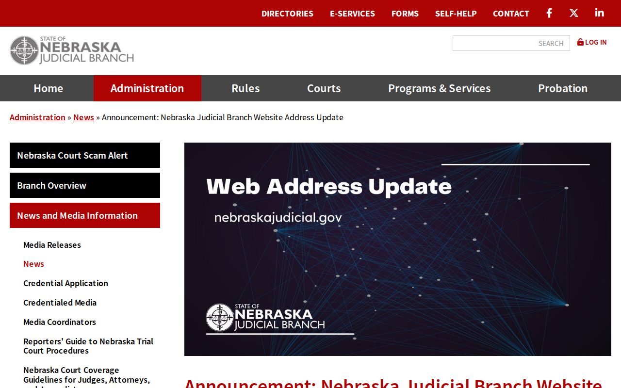 Sioux County docket search Nebraska Judicial Branch web address update