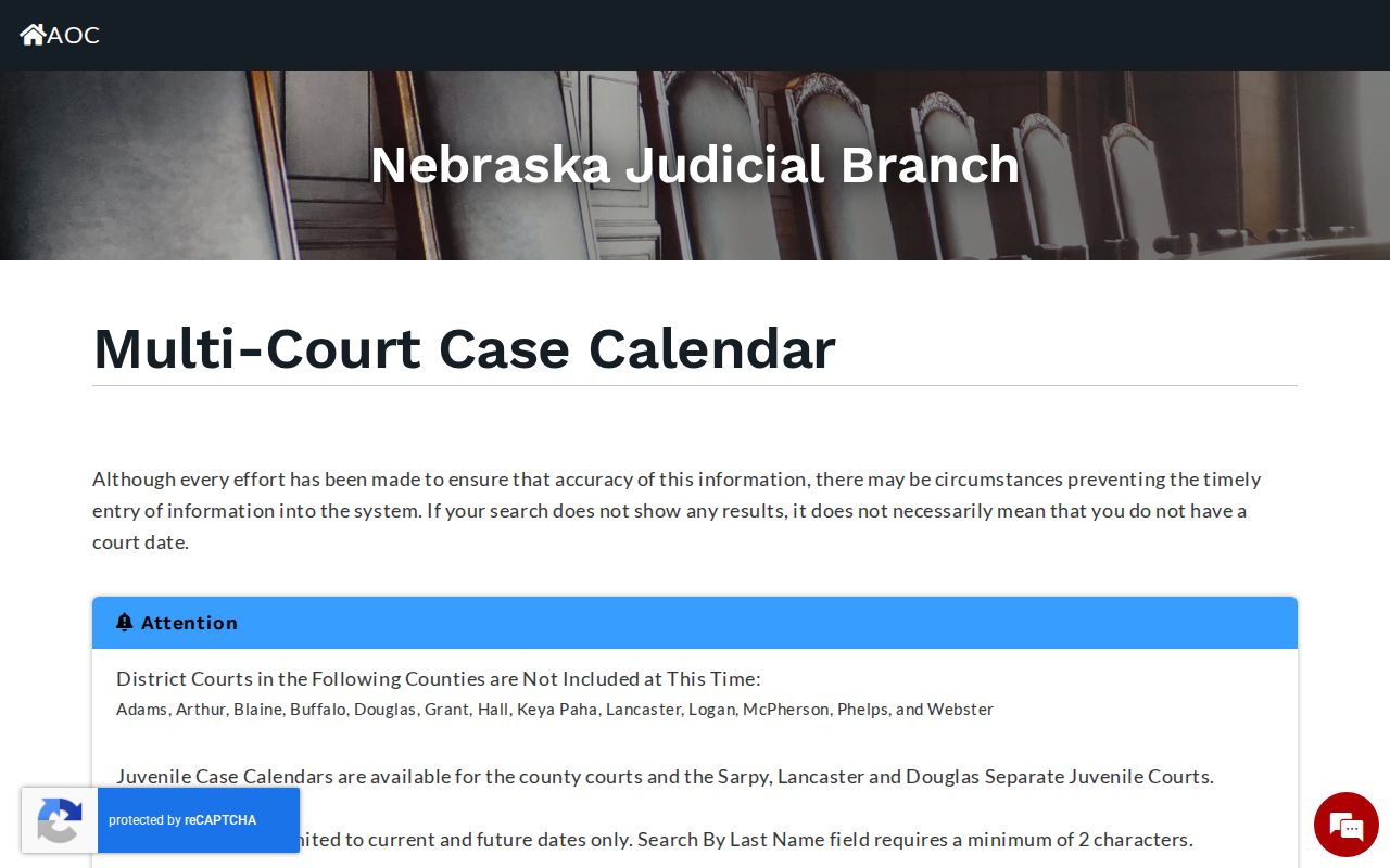 Sioux County court schedule Multi-Court Case Calendar court type county and date search controls