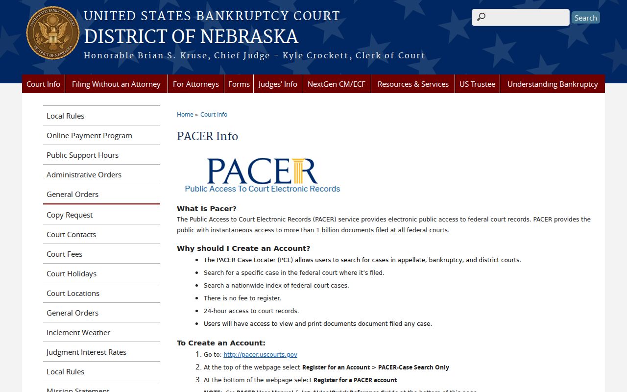 Sioux County court records federal bankruptcy PACER access