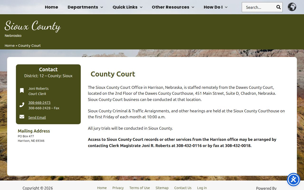 Sioux County Court docket remote office hearing notice