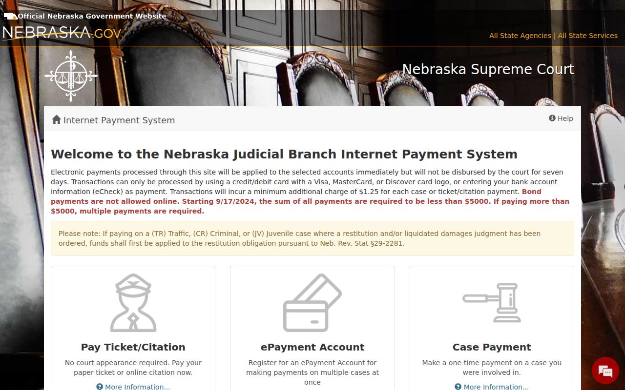 Sioux County traffic court payment ticket and citation entry options